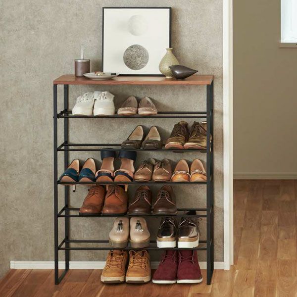 山崎実業 天板付きシューズラック tower