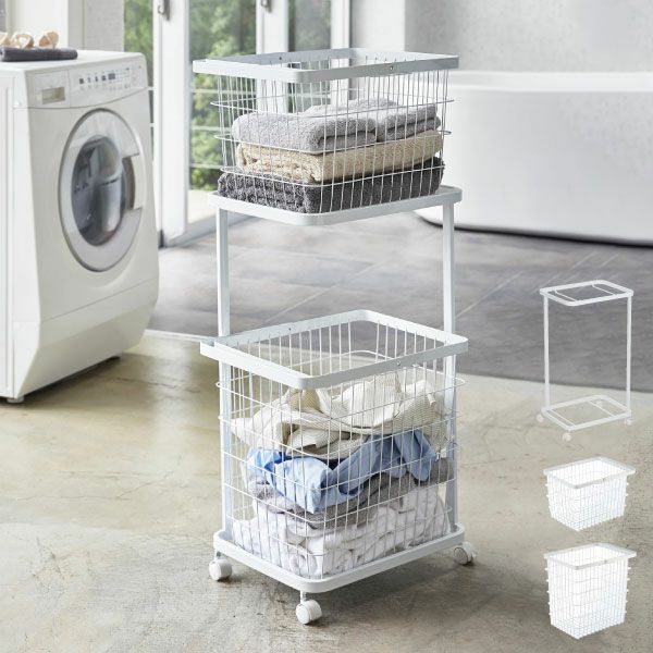 山崎実業 ランドリーワゴン＋バスケット タワー 3点セット tower