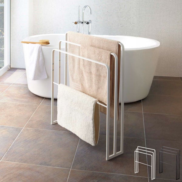 山崎実業 横から掛けられる バスタオルハンガー 3連 タワー tower | バスタオルハンガー・タワーシリーズ