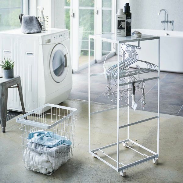 山崎実業 天板付きランドリーワゴン タワー tower | ランドリーワゴン