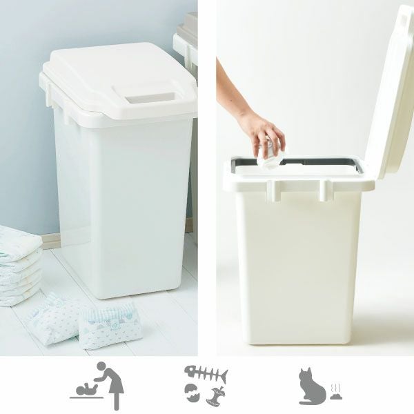 【新品・未使用】　天板タイル　ダストボックス　ゴミ箱 ホワイト ゴミ箱 分別型 ダストボックス 完成品 2分別 袋が見えない 天板 タイル