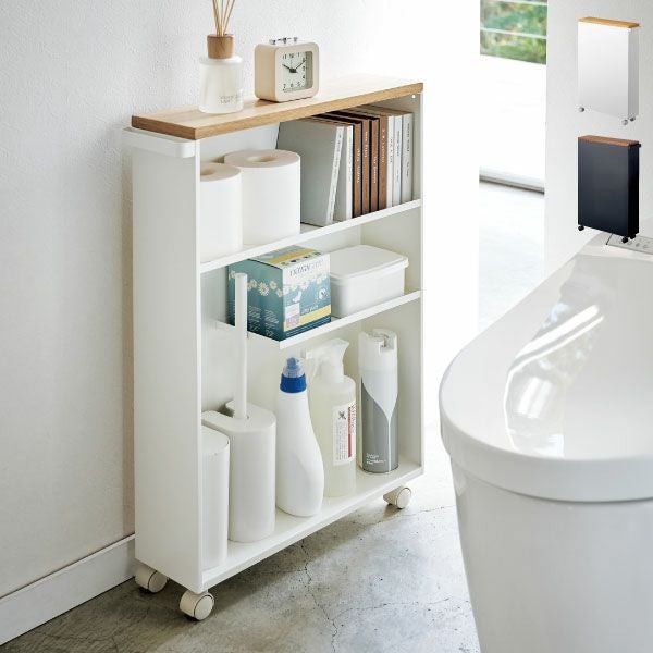 山崎実業 トイレハンドル付きスリムトイレラック タワー tower