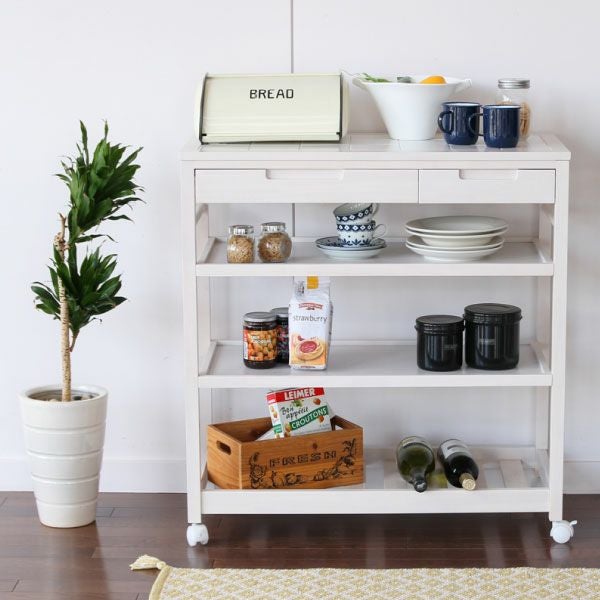 引き出し付き キッチンワゴン ワイド | インテリア雑貨・ワゴン | モノ
