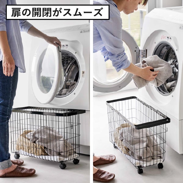 山崎実業 ランドリーバスケット タワー キャスター付き ワイド＆ロー tower | バスグッズ・タワーシリーズ