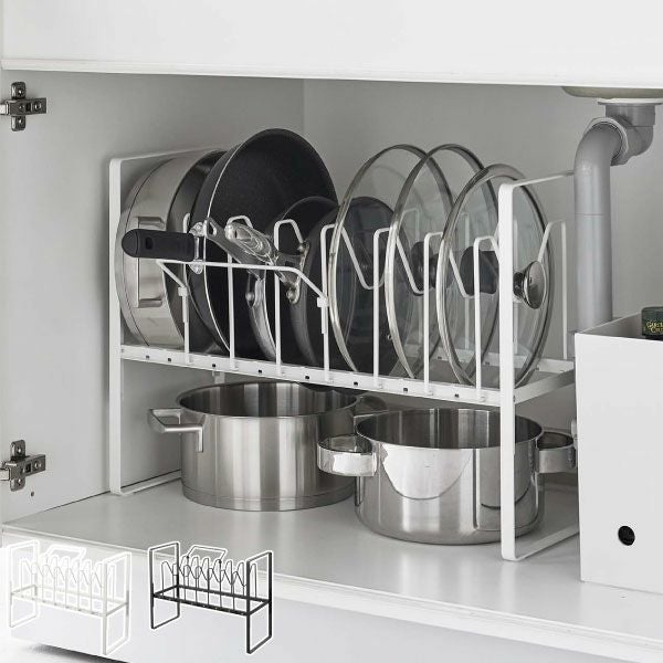 山崎実業 シンク下高さ調整鍋蓋＆フライパン収納ラック 2段 タワー tower | キッチン雑貨・タワーシリーズ