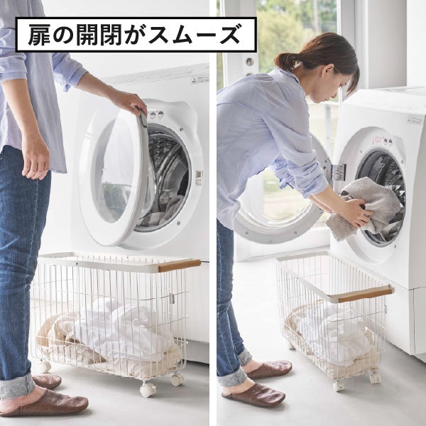 山崎実業 ランドリーバスケット トスカ キャスター付き ワイド＆ロー tosca | バスグッズ・トスカシリーズ