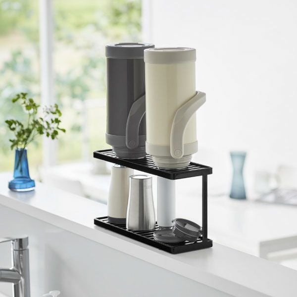 山崎実業 トレー付きジャグボトル＆グラススタンド タワー 2段 tower | キッチン雑貨・タワーシリーズ