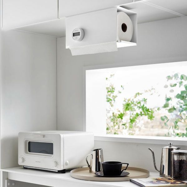 山崎実業 片手でカット戸棚下キッチンペーパーホルダー　タワー　カバー付き　L | キッチン雑貨・タワーシリーズ