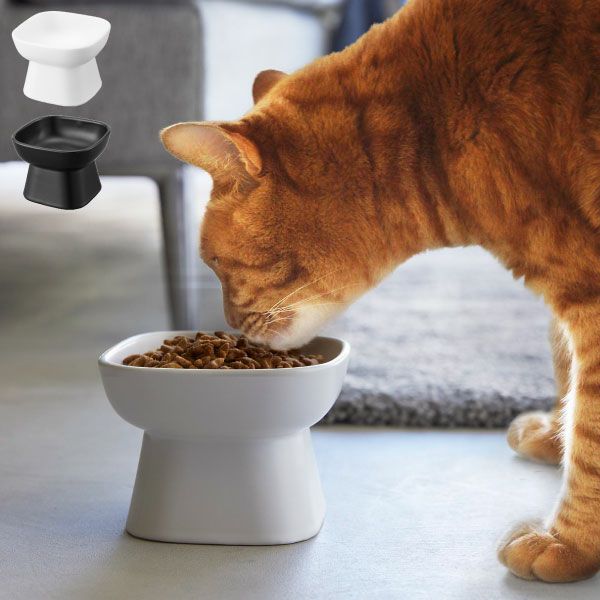 山崎実業 食べやすい高さ陶器ペットフードボウル タワー tower