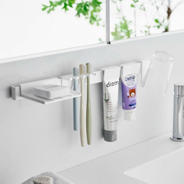 山崎実業 フィルムフック歯ブラシ＆歯磨き用品収納セット タワー tower