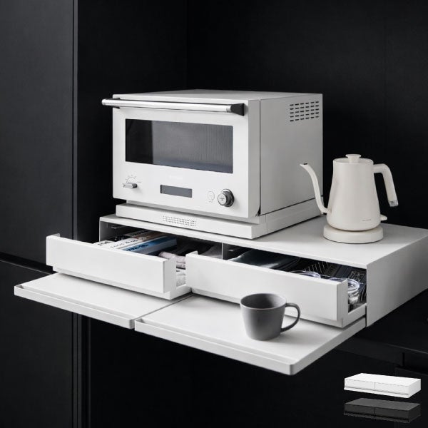 山崎実業 ツーウェイキッチン家電下引き出し＆スライドテーブル タワー W80 tower | キッチン雑貨・タワーシリーズ