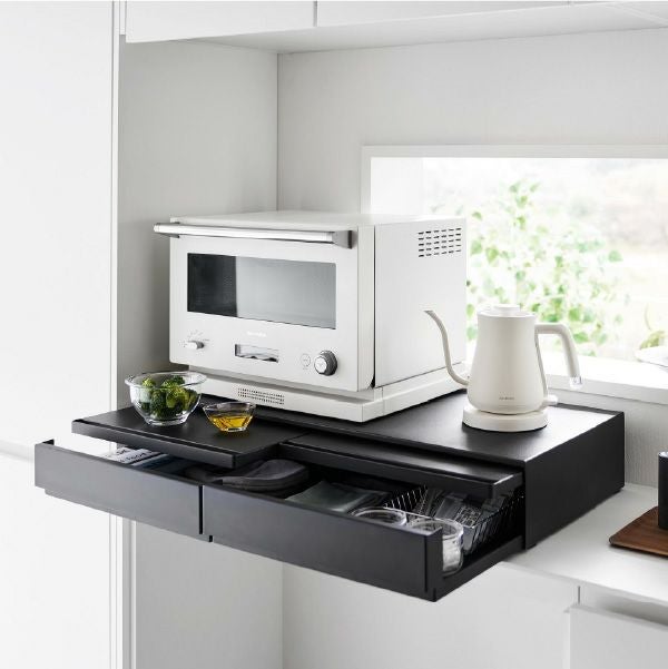 山崎実業 ツーウェイキッチン家電下引き出し＆スライドテーブル タワー W80 tower | キッチン雑貨・タワーシリーズ