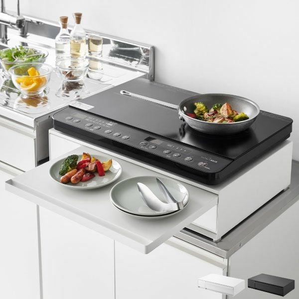 山崎実業 IHクッキングヒーターラック タワー 引き出し&スライドテーブル tower | キッチン雑貨・タワーシリーズ