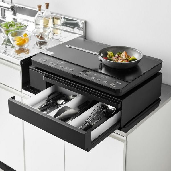 山崎実業 IHクッキングヒーターラック タワー 引き出し&スライドテーブル tower | キッチン雑貨・タワーシリーズ