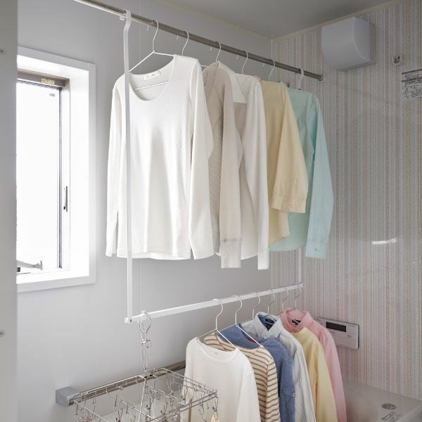 山崎実業 折り畳み伸縮物干し2段ハンガー タワー tower | バスグッズ・タワーシリーズ