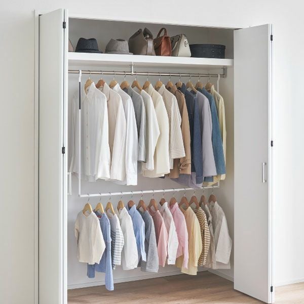 山崎実業 折り畳み伸縮物干し2段ハンガー タワー tower | バスグッズ・タワーシリーズ