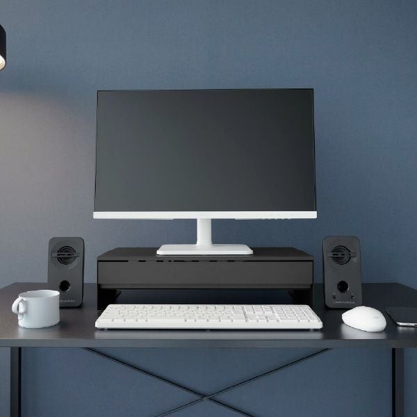 山崎実業 ゲームコントローラーも入る引き出し付きモニター台 タワー tower | インテリア雑貨・タワーシリーズ