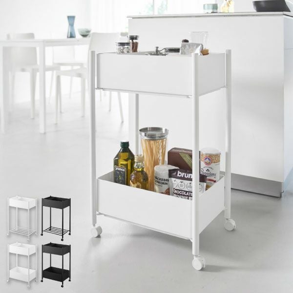 山崎実業 小物トレー付き収納ワゴン 2段 タワー tower | キッチン雑貨・タワーシリーズ