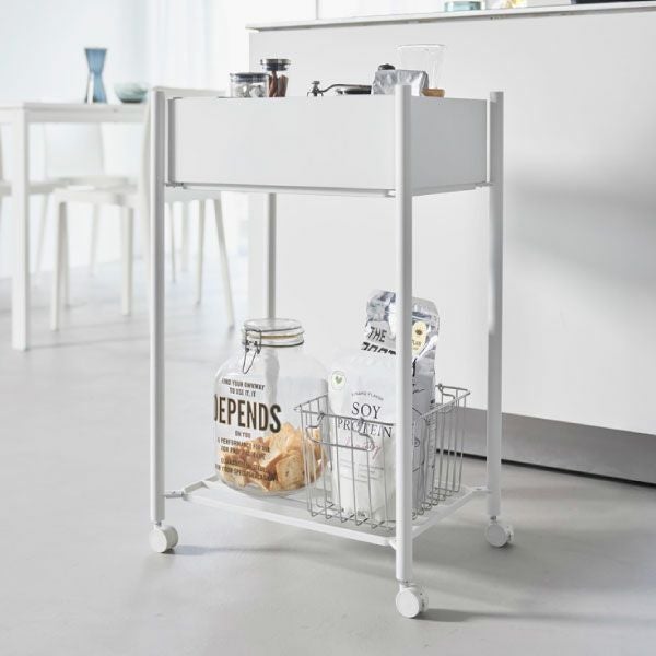 山崎実業 小物トレー付き収納ワゴン 2段 タワー tower | キッチン雑貨・タワーシリーズ