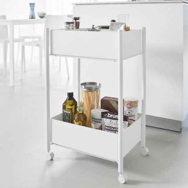 山崎実業 小物トレー付き収納ワゴン 2段 タワー tower | キッチン雑貨