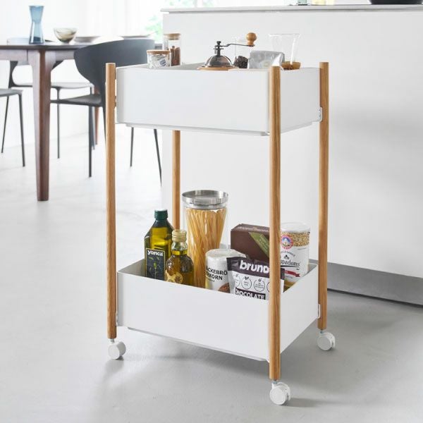 山崎実業 小物トレー付き収納ワゴン 2段リン RIN | キッチン雑貨・リンシリーズ