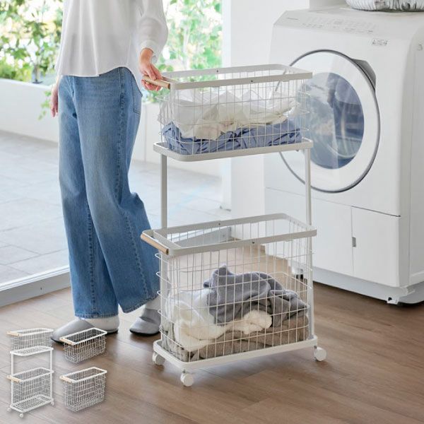 山崎実業 ランドリーワゴン＋バスケット トスカ スリム tosca | インテリア雑貨・トスカシリーズ