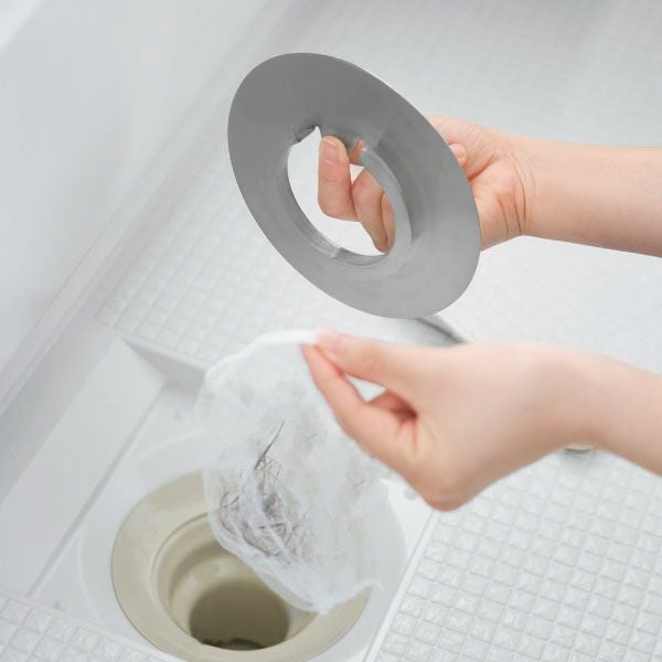 山崎実業 水切りネットが交換しやすいお風呂の排水口ネットホルダー タワー tower | バスグッズ・タワーシリーズ