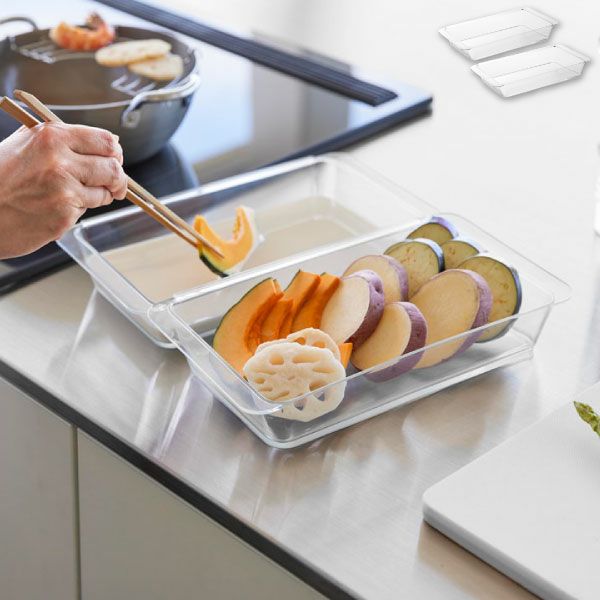 山崎実業 電子レンジ対応連結できる洗いやすい下ごしらえ調理トレー タワー 2個組 深型 tower | キッチン雑貨・タワーシリーズ