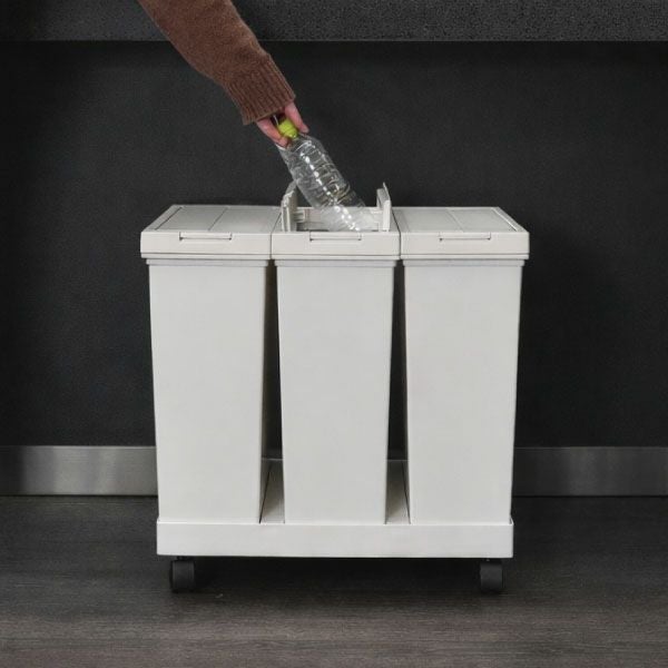 ASVEL アスベル 両開き3分別ダストワゴン キャスター付き | インテリア雑貨・ゴミ箱