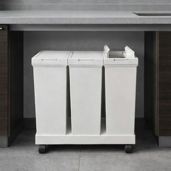 ASVEL アスベル 両開き3分別ダストワゴン キャスター付き | インテリア雑貨・ゴミ箱