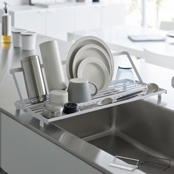山崎実業 シンク上スリム水切りラック タワー シリコーントレー付き tower | キッチン雑貨・タワーシリーズ