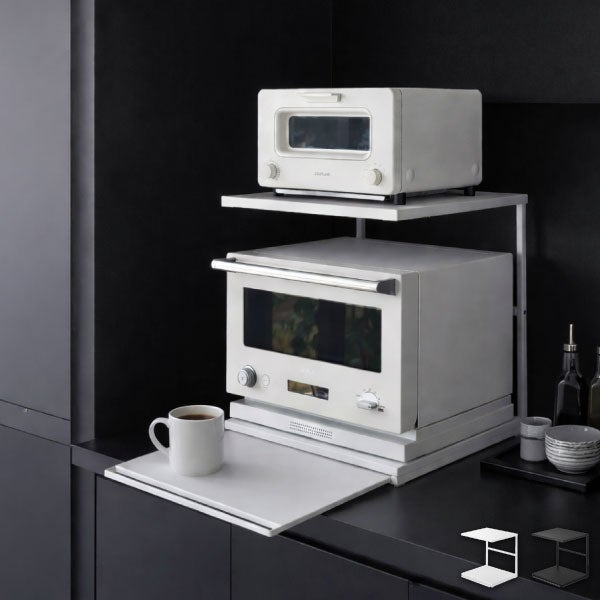 山崎実業 スライドテーブル付きキッチン家電下ラック タワー 2段 tower | キッチン雑貨・タワーシリーズ