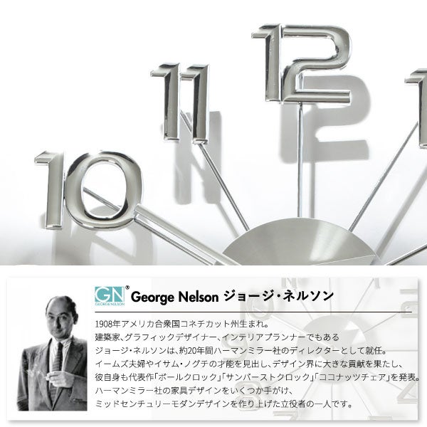 George Nelson ジョージ・ネルソン フェリス・ウォール・クロック ウッド | インテリア雑貨・掛け時計