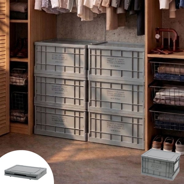 POST GENERAL インダストリアルフォルダブルクレート ホーム 44L 3個セット | インテリア雑貨・収納ボックス