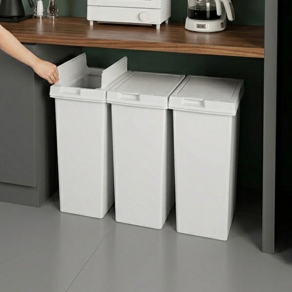 【3つセット】ゴミ箱 ダストボックス スリム 大容量 45L ホワイト 新輝合成 両開きスリムダストボックス 45L | インテリア雑貨・ゴミ箱