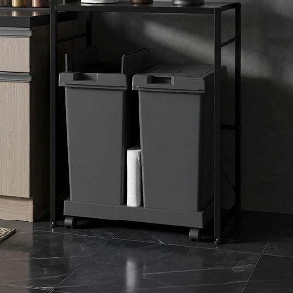 新輝合成 両開きスリムダストボックス 33L 2個セット キャスター付き | インテリア雑貨・ゴミ箱